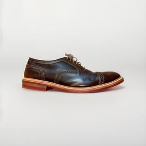Allen Edmonds Strandmok Cap Toe Oxfords 13 D Brown Leather Dainite Vibram Soles